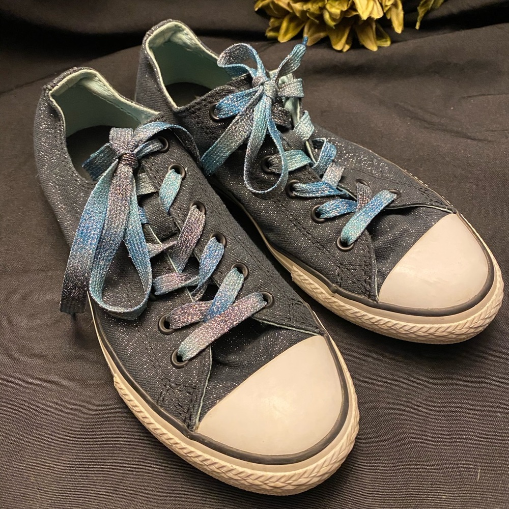 Converse-Blue Sparkle w/multi color laces-Junior 5‎
